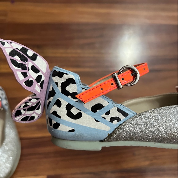 Sophia Webster Mini Chiara Mary Jane Butterfly Flats Leopard Glitter Kids 9 25 - Picture 11 of 15